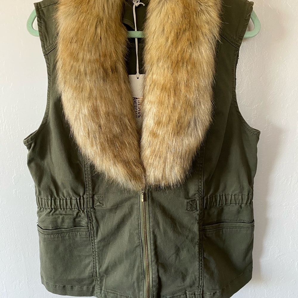Vintage America Blues army green detachable fur XL